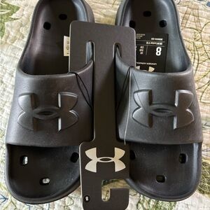 Under Armour Black Slide Sandals with Logo